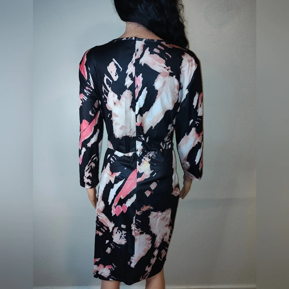 Abstract Print Black Dress - Picture 2 of 4